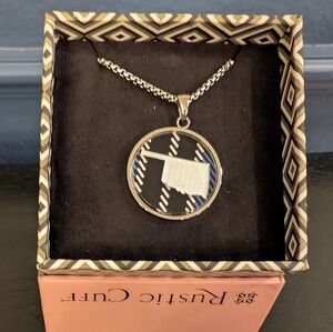 Gorgeous Rustic Cuff Oklahoma Silver Pendant Necklace